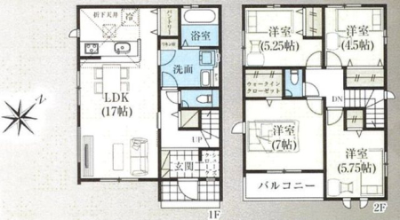 千葉県船橋市馬込西2丁目の新築一戸建ての間取り図(販1戸建)