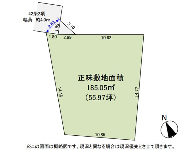 千葉県市川市東菅野2丁目の土地の区画図